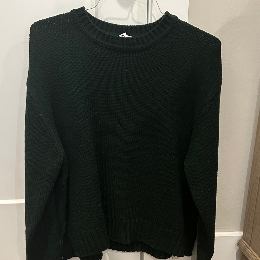 Zara Dark Green Crew Neck Sweater